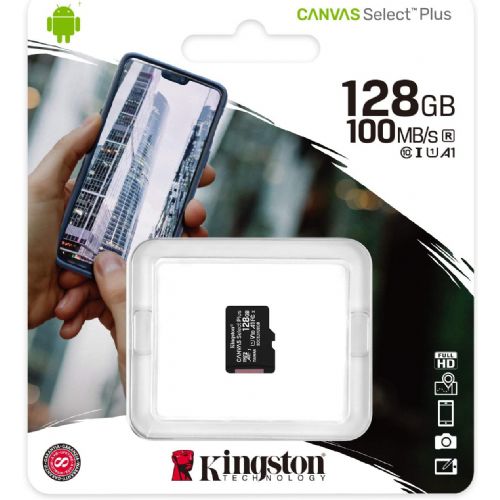 Kingston Canvas Select Plus SDCS2/128GBGBSP Scheda microSD Classe 10 SENZA ADATTATORE, 128 GB